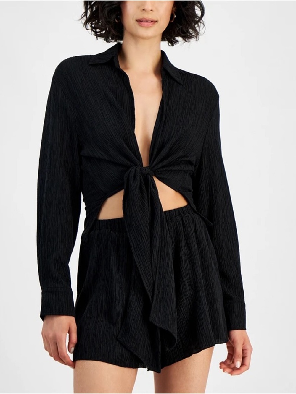 NWT Set Bar III Textured Tie Front Shirt & Shorts